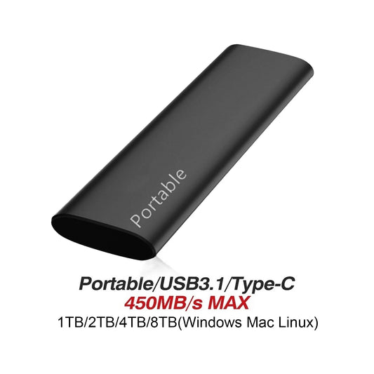 New Portable SSD 1TB 2TB External Hard Disk High Speed Solid State Drive USB3.1 Type-C Storage Device for Laptop/Desktop/Mac/PC